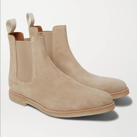 Mens Common Projects Suede Chelsea Boots - Tan Size 10 (MSRP-$525) Made In Italy - Picture 4 of 12